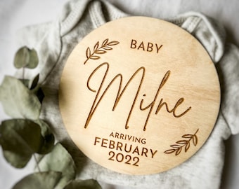 Pregnancy Announcement Disk | Custom Baby Announcement | Personalised Baby Announcement Wooden | Photo Prop | Wooden Plaque