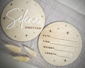 Baby 3D Acrylic Name Sign | Birth Announcement | Baby by the Month Photo Props | Hospital Announcement Disc | Baby Gift | Milestone buttons