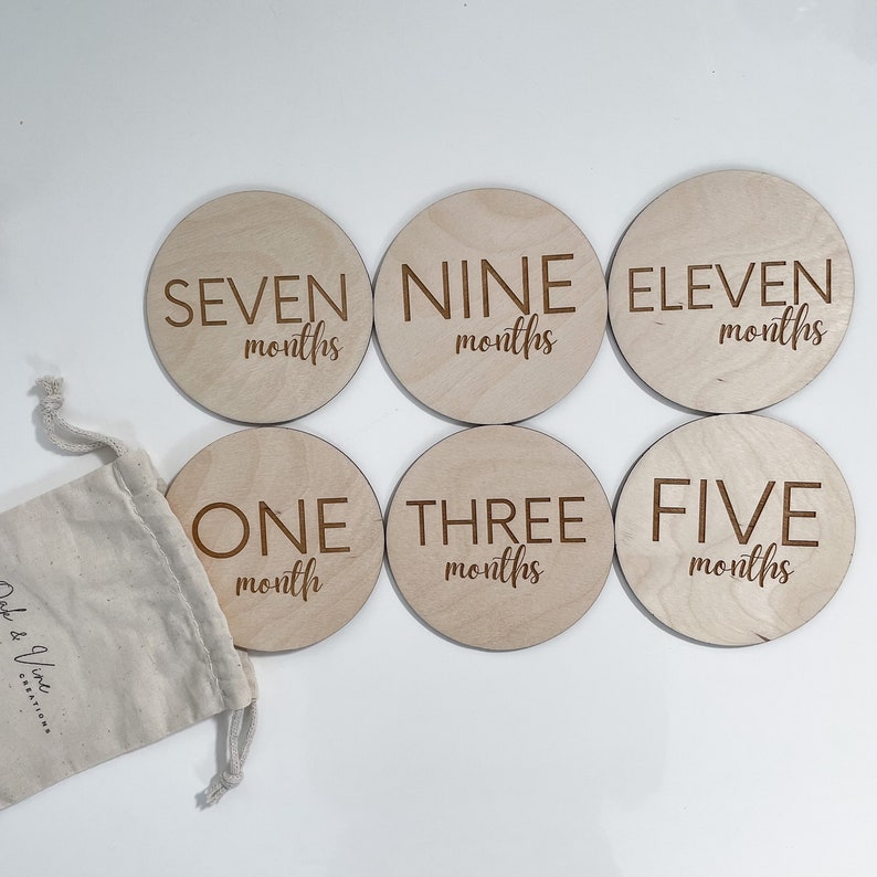 Wooden Monthly Milestone Discs | Baby by the Month Photo Props | Baby ...