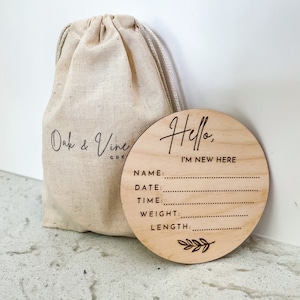 Bonjour nom de bébé Signe | | de faire-part de naissance Accessoires photo | cartes de jalon pour bébé | | cadeau bébé Boutons de jalon | Détails de la naissance