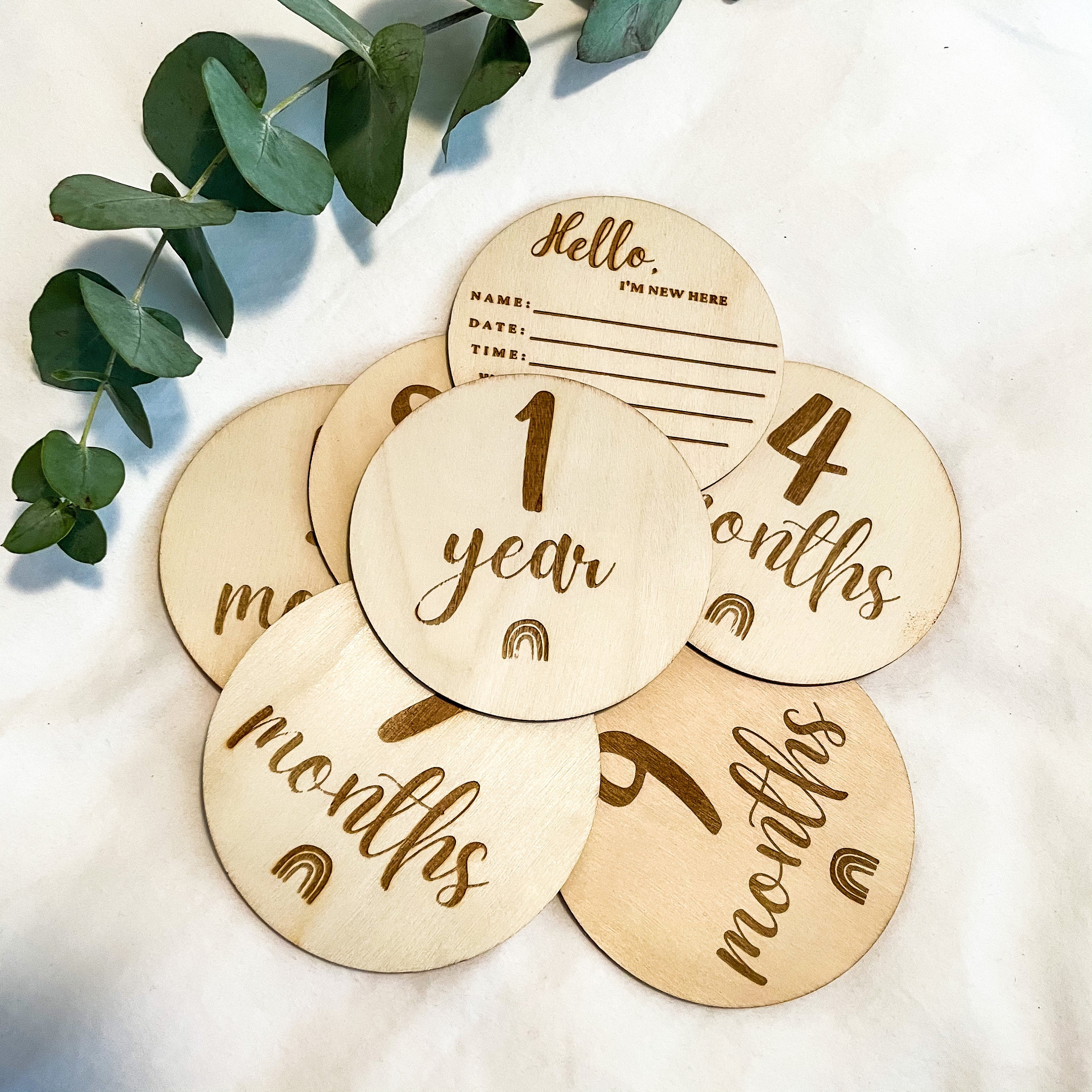 Wooden Monthly Milestone Discs for Baby Photos | Month Photo Props ...