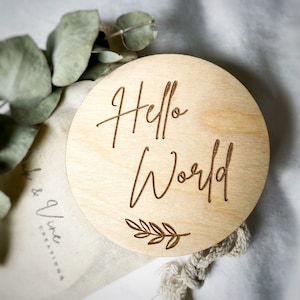 Signe Hello World Baby Name | | de faire-part de naissance Accessoires photo | cartes de jalon pour bébé | | cadeau bébé Boutons d’arrivée | disques pour bébé