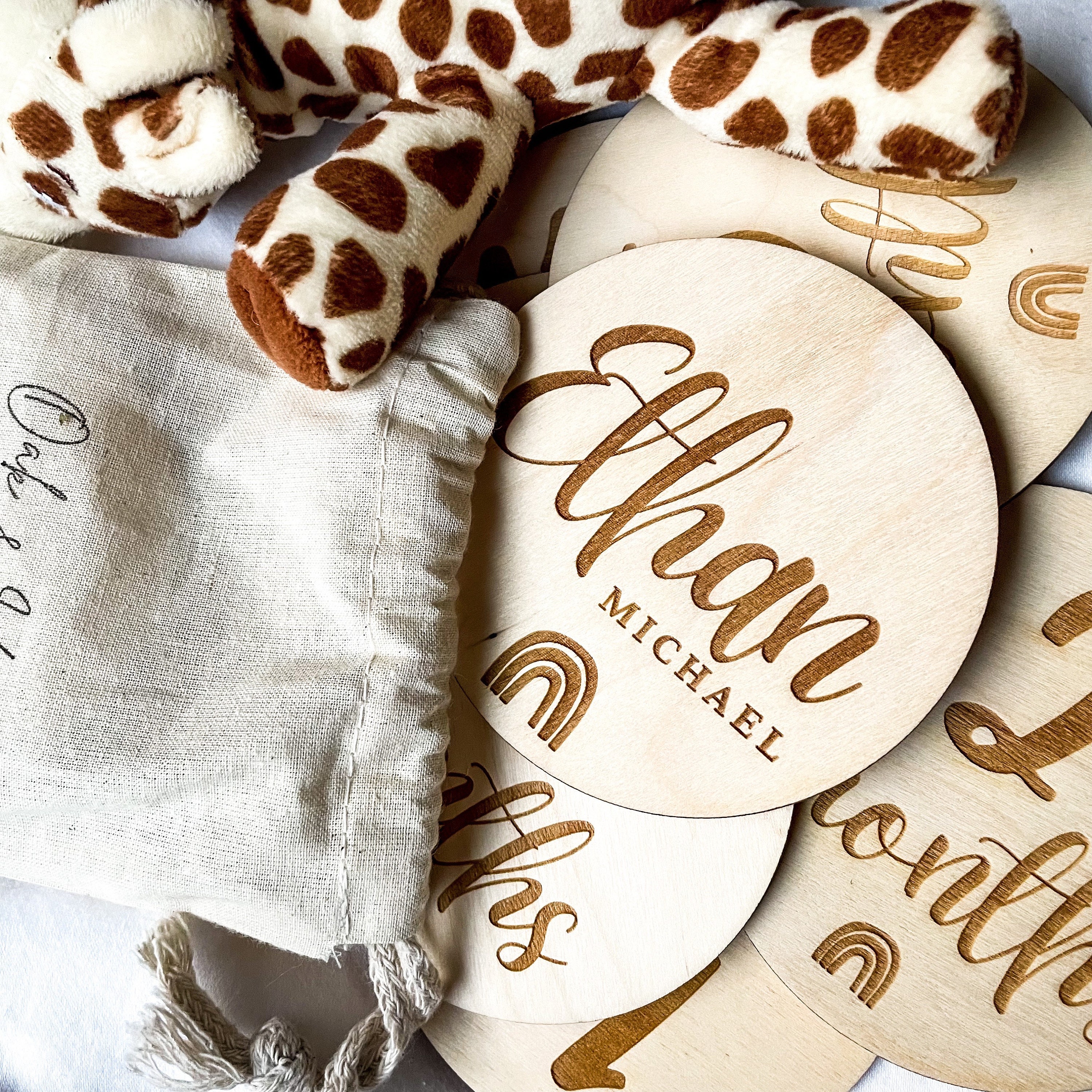 Wooden Monthly Milestone Discs for Baby Photos | Month Photo Props ...