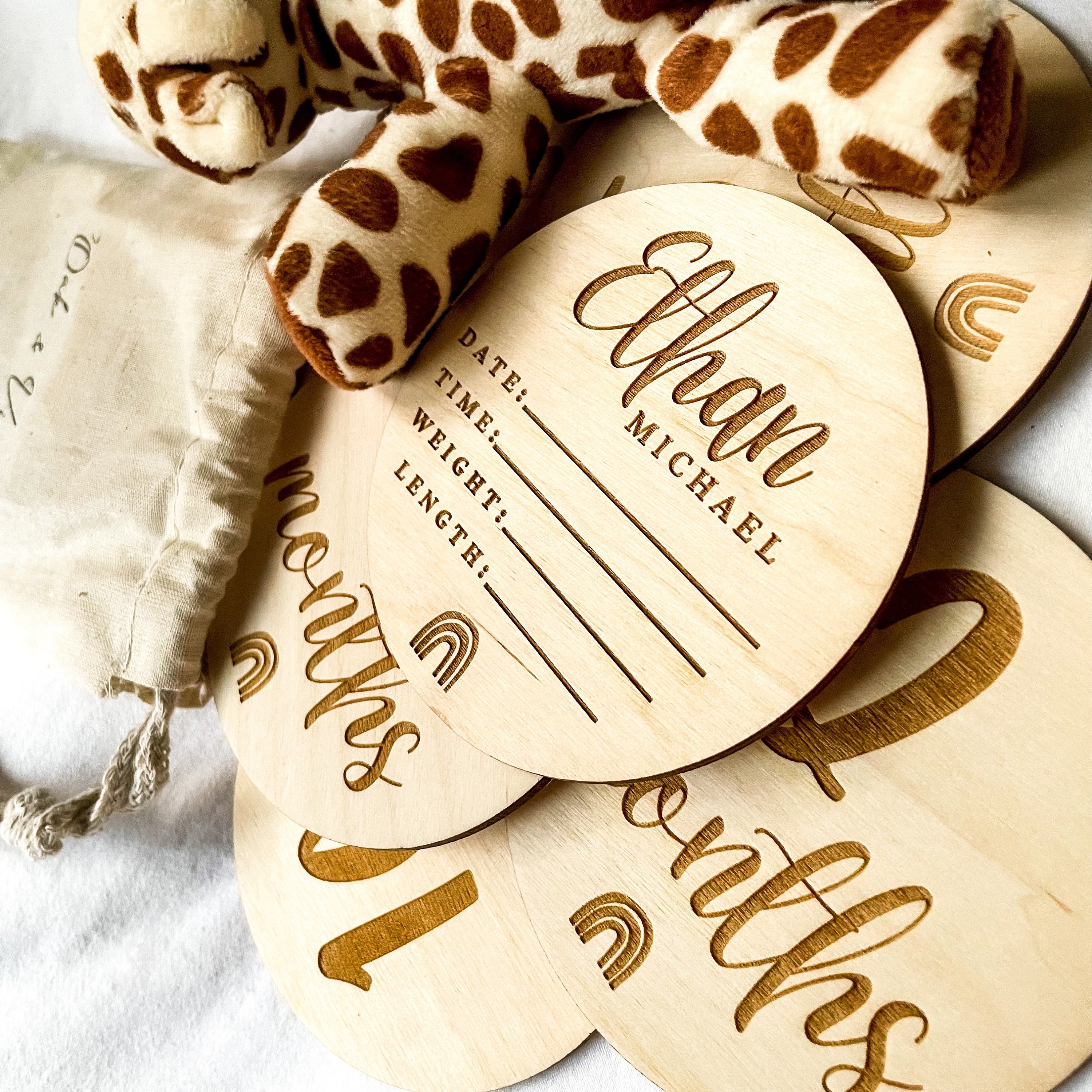 Wooden Monthly Milestone Discs for Baby Photos | Month Photo Props ...
