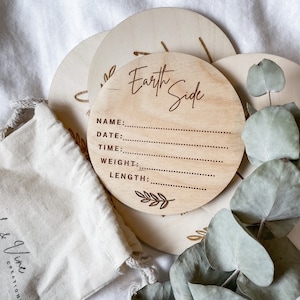 Signe de nom de bébé côté terre | | de faire-part de naissance Accessoires photo | cartes de jalon pour bébé | | cadeau bébé Boutons de jalon | Détails de la naissance