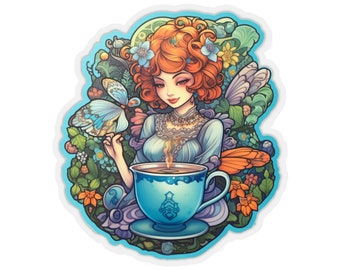 Blue Tea Fairy Kiss-Cut Stickers