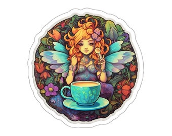 Aquamarine Tea Fairy Kiss-Cut Stickers