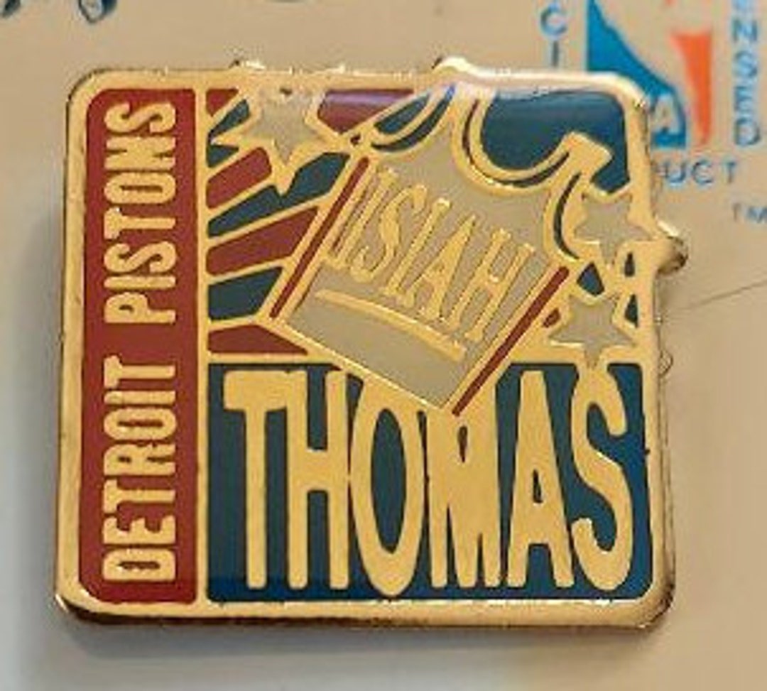 NBA Detroit Pistons Isiah Thomas Square Pin Basketball Stamped 1991 NBA