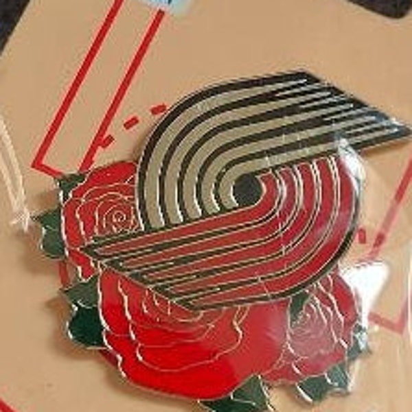 NBA Portland Trail Blazers Pin Roses Flowers Basketball OOP Made By Aminco Sealed Great Gift!