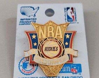 NBA Houston Rockets 1995 World Champions Pin Imprinted Products Vintage OOP