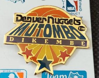 NBA Denver Nuggets Dikembe Mutombo Pin Stamped 1991 Imprinted Products Basketball OOP Vintage Great Gift!!