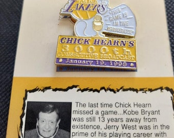 NBA Los Angeles Lakers Chick Hearn Pin with Card Kcal9 Fox Sports West SGA