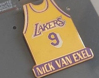 NBA Los Angeles Lakers Nick Van Exel #9 Yellow Jersey Pin Basketball OOP Vintage Showtime! Great Gift!