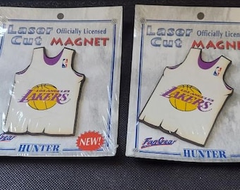 NBA Two Los Angeles Lakers White Jersey Laser Cut Officially Licensed Magnets HUNTER New In Package
