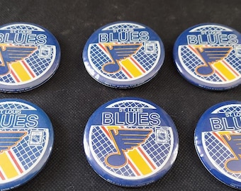 NHL St. Louis Blues Six Large Used  2" Button Lot Buttons Hockey OOP Vintage