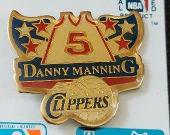 NBA Los Angeles Clippers Danny Manning #5 Pin Basketball OOP Vintage Great Gift!!! Stamped 1991