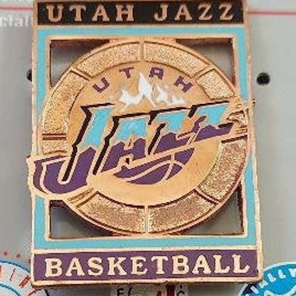 NBA Utah Jazz Vintage Pin 1998 Pro Specialties Open Work Grey Pincard