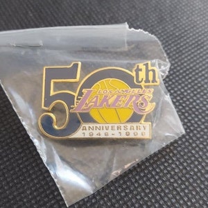 NBA Los Angeles Lakers 50th Anniversary Pin 1948-1998 Magic Johnson Kareem Abdul-Jabbar Basketball