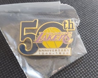 NBA Los Angeles Lakers 50th Anniversary Pin 1948-1998 Magic Johnson Kareem Abdul-Jabbar Basketball