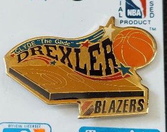 NBA Portland Trail Blazers Clyde "The Glide" Drexler Basketball Court Pin Stamped 1991 Imprinted Products Great Gift!! OOP