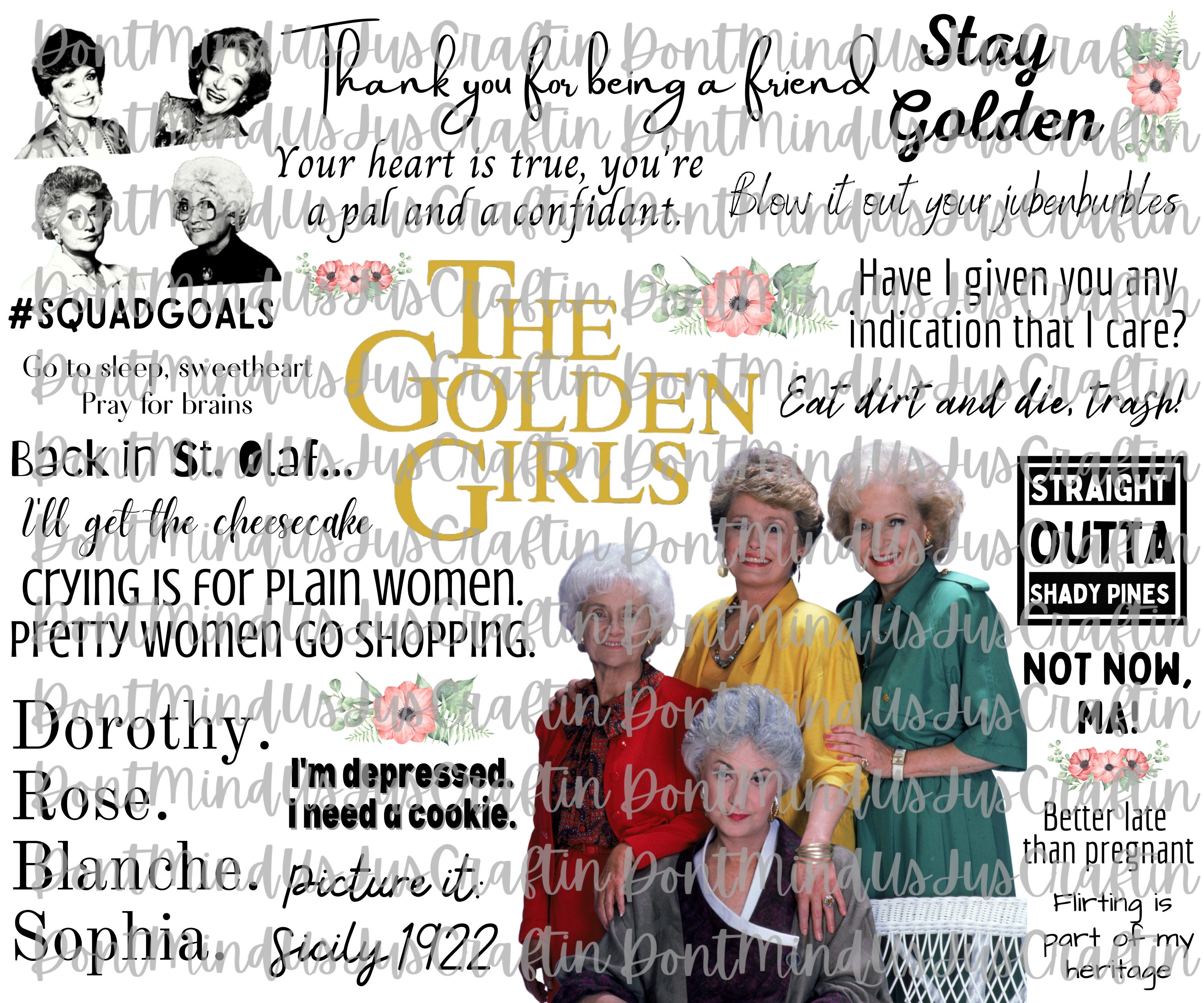 Golden Girls Fan Sheet, Collage, PNG, Sublimation, Digital File, Wate…
