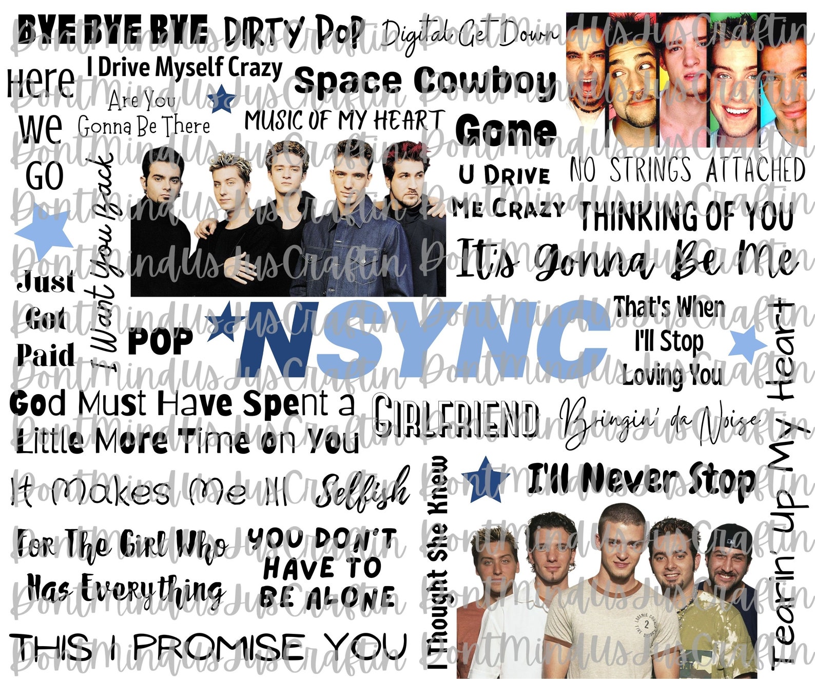 NSYNC Fan Sheet Collage PNG Sublimation Wrap Digital File Etsy
