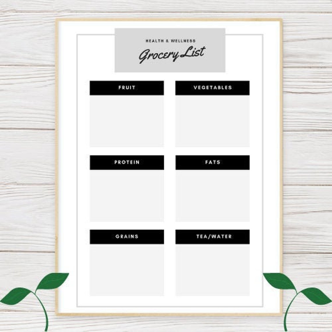 Grocery List Printable, Black and White Grocery List, Grocery List ...