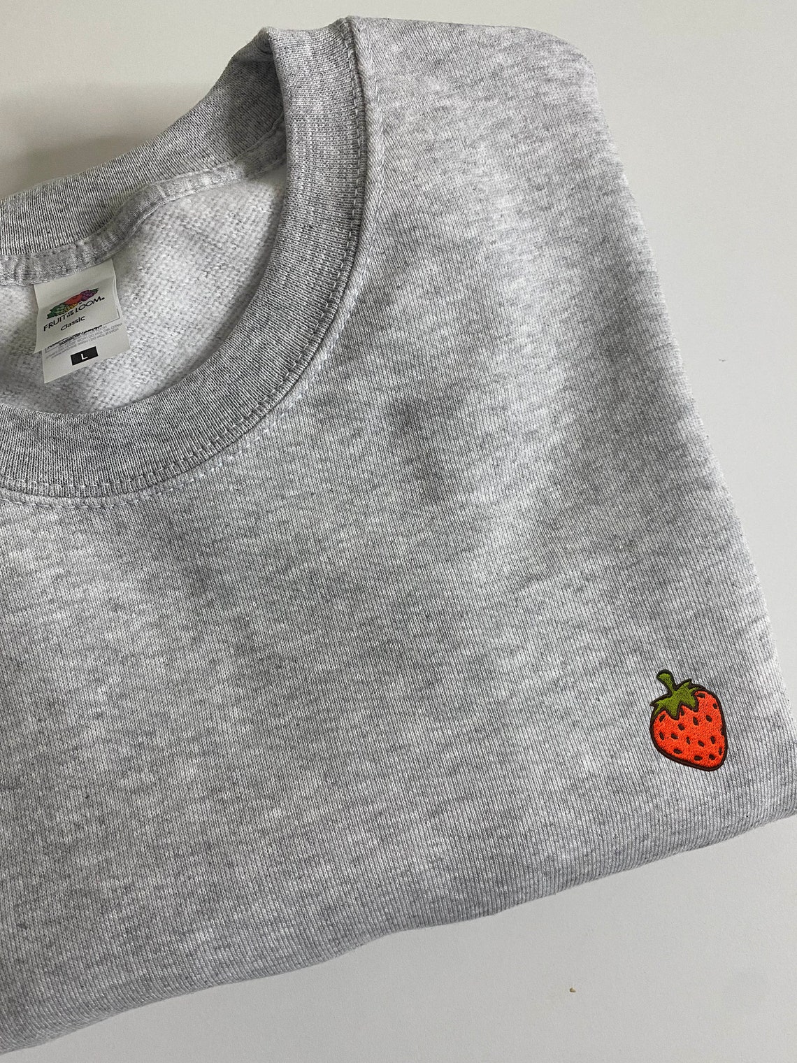 Strawberry Embroidered Sweatshirt - Etsy