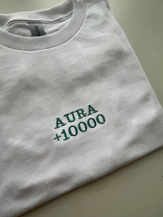 Aura +10000 Embroidered Cotton T-shirt - Funny Unisex Tee - Etsy