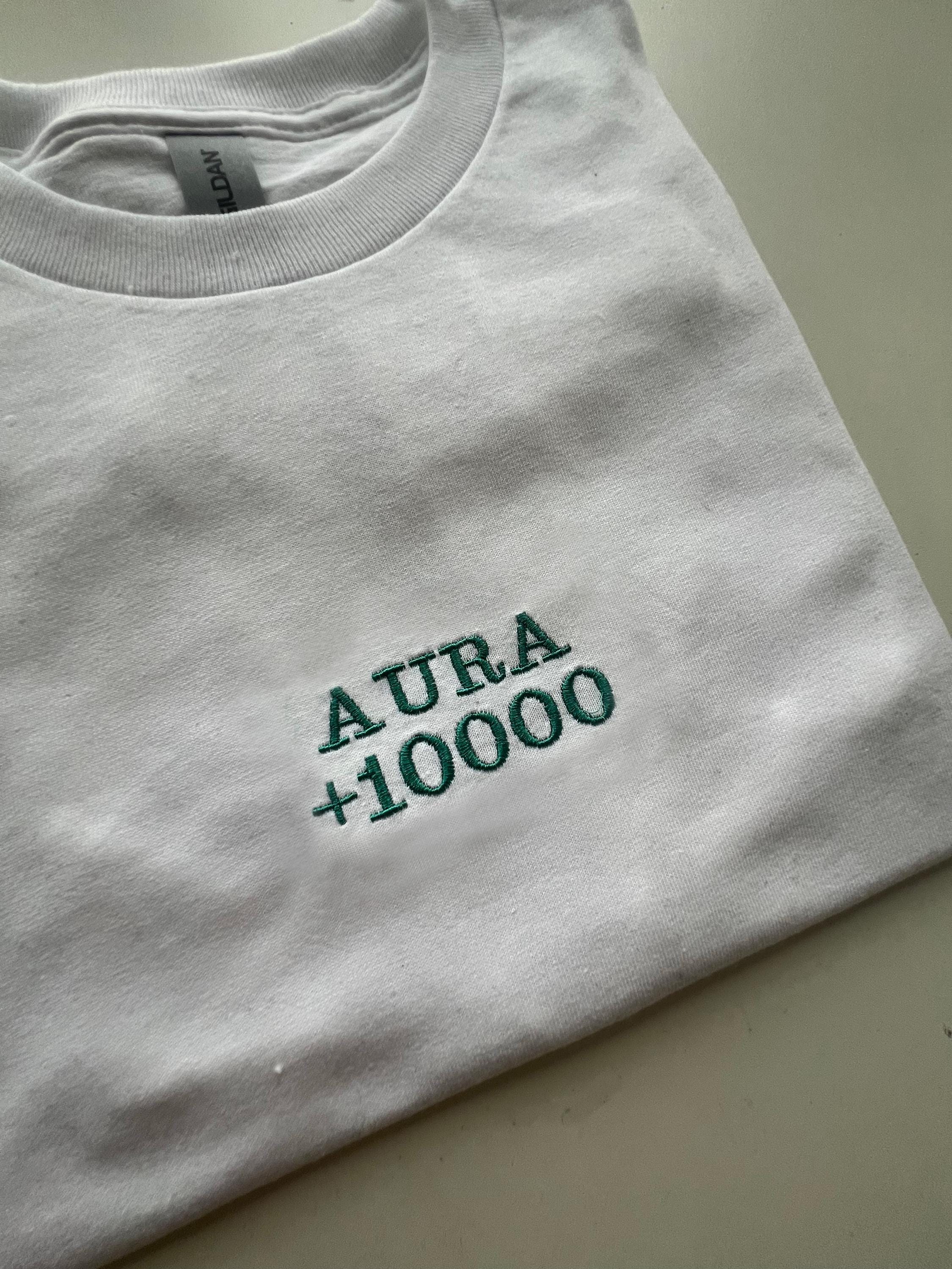 Aura +10000 Embroidered T-shirt, Aura on, Aura Points, Monogram, Funny T-shirt, Unisex,