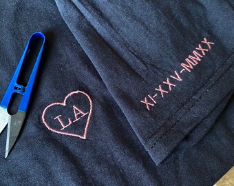 Personalised Couple Embroidered T-shirt, Valentines day, Couple gifts