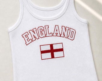 Embroidered Football, Flag Vest Top, World Cup Vest, England,