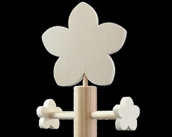 Flower tree hanger. Children's coat rack In pine and raw poplar, to paint. Height: 122 cm.