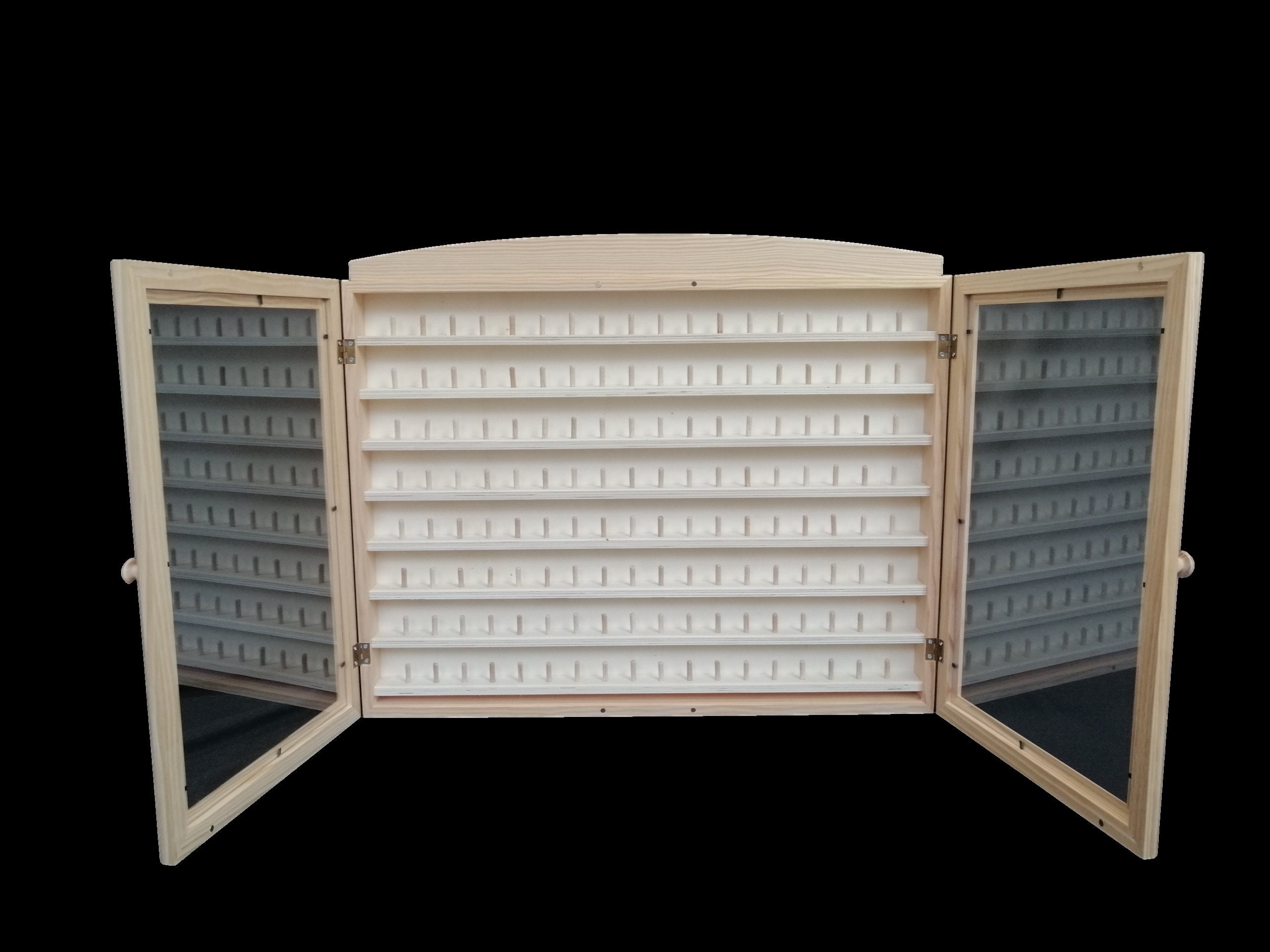 Thimble Collection Display Case With 2 Doors. Capacity: 200 Thimbles.  Measurements width/depth/height 66672 Cm. Raw Pine Wood. to Paint. 