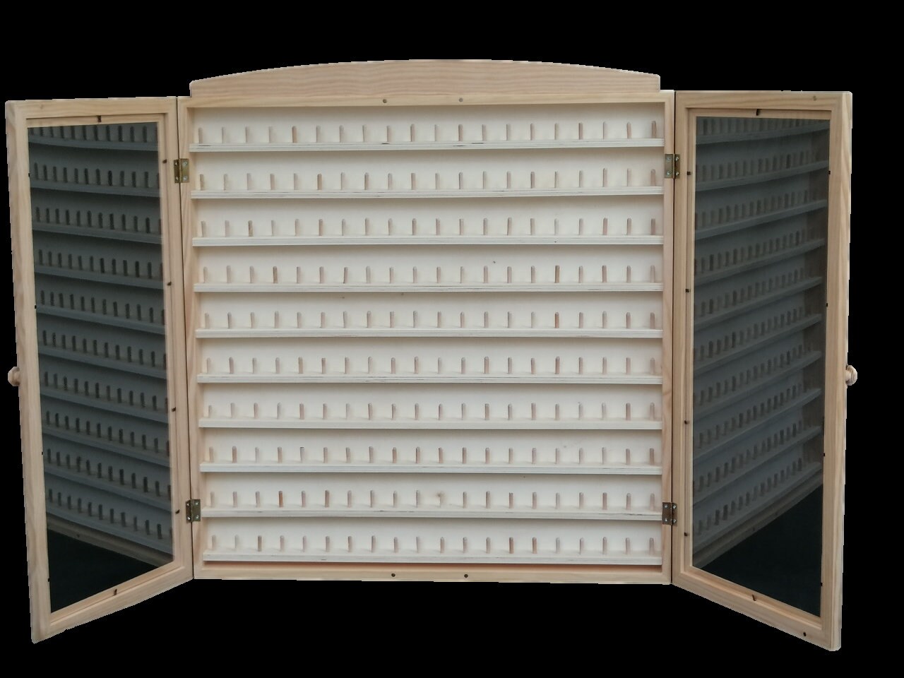 Thimble Collection Display Case With 2 Doors. Capacity: 200 Thimbles.  Measurements width/depth/height 66672 Cm. Raw Pine Wood. to Paint. 