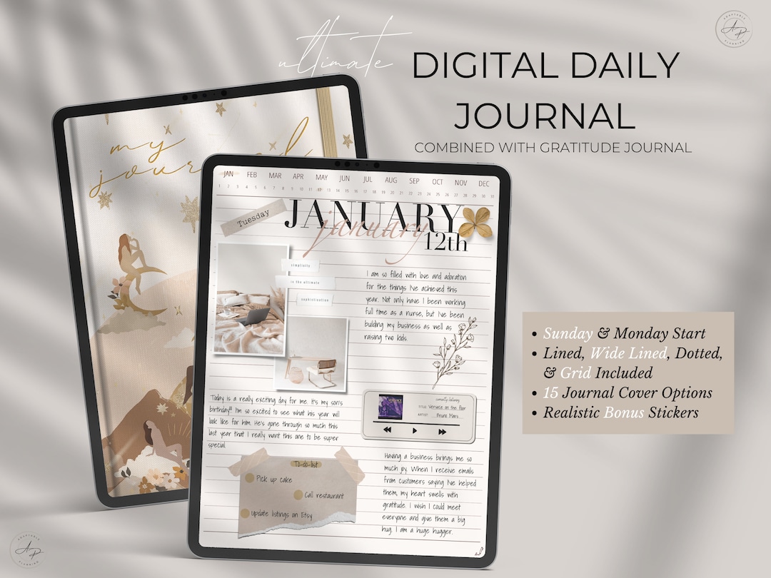 Digital Daily Journal Pages, Digital Journal for Ipad, Goodnotes and ...