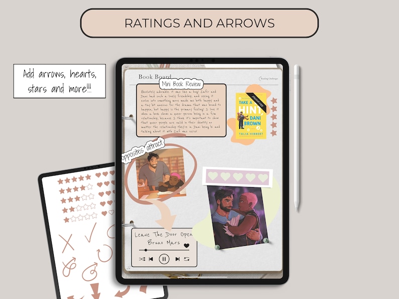 digital reading journal stickers for your reading journal romance trope stickers reading journal genre stickers goodnotes
