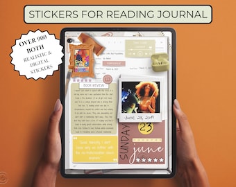Reading Journal Digital Stickers: Bookish GoodNotes Planner (PNG)