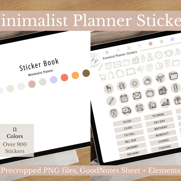 Planning Icons & Labels Digital Stickers, Individual PNGs, Precropped GoodNotes Stickers, Elements Collections, Minimal, Functional