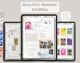 Journal de lecture numérique, suiveur de livre numérique pour GoodNotes, journal de lecture numérique pour iPad et Android, étagère numérique, agenda de lecture de portraits