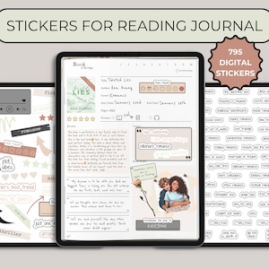 Digital Stickers for Reading Journal | Bookish GoodNotes Stickers | Widgets Tropes Genres | Inspirational Stickers for Bookworm | Notability