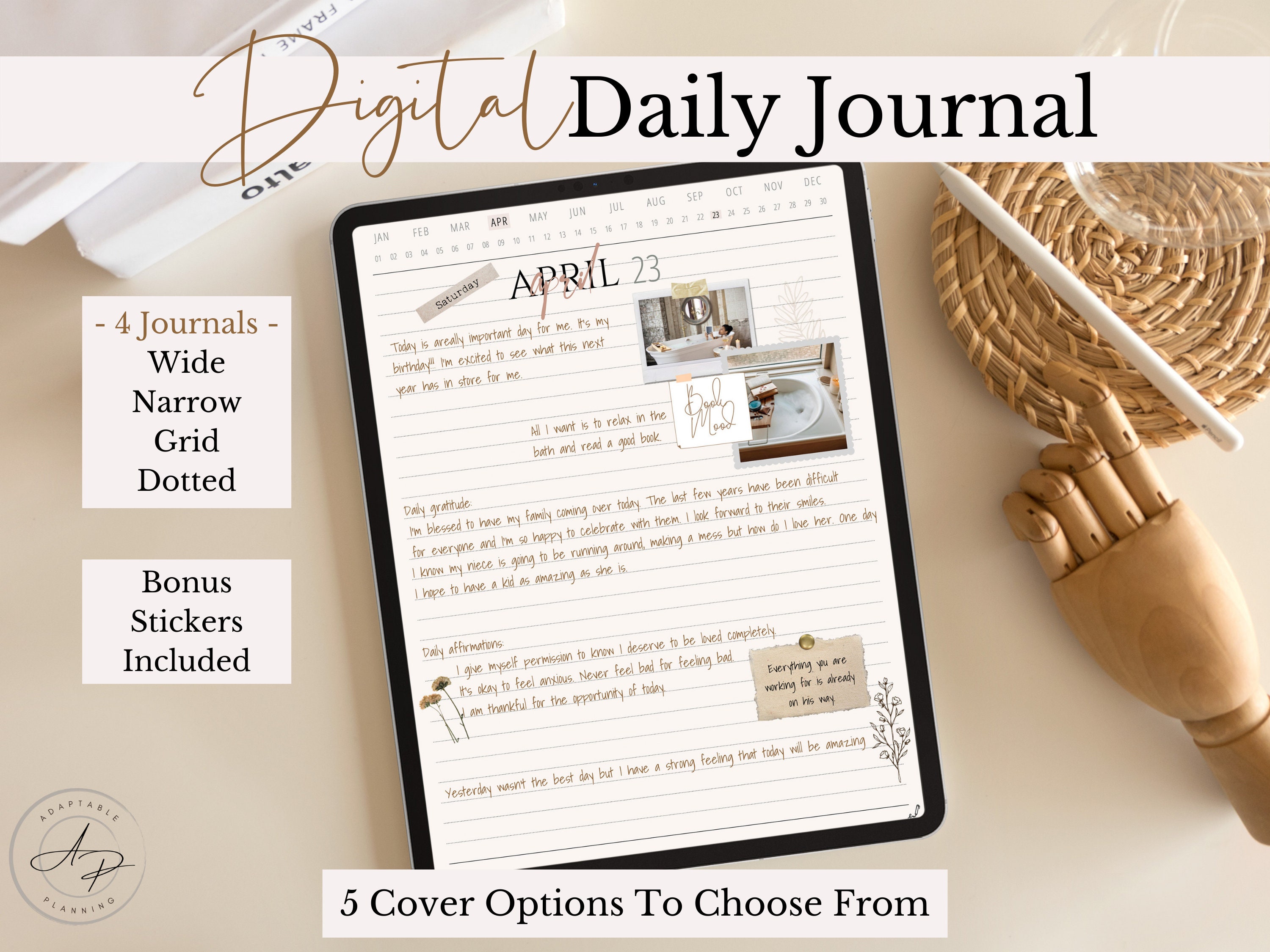 Digital Daily Journal Pages Digital Journal for Ipad - Etsy