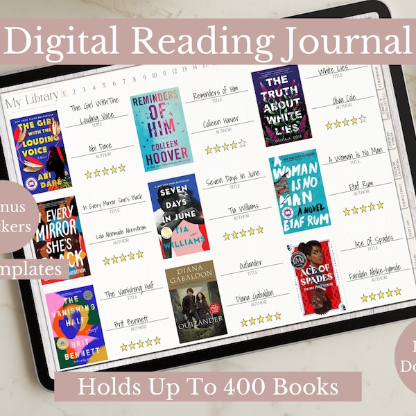 Digital Reading Journal, Digital Reading Planner, Goodnotes Reading Log, Book Review, Reading Log, Reading Tracker, Reading Journal