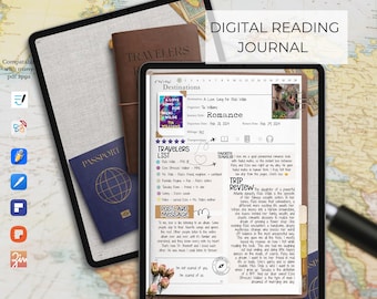 Digital Reading Journal: Book Review Tracker for GoodNotes (PDF)