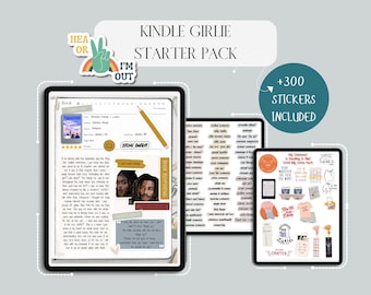 Kindle Girlie Digital Stickers | Romance Tropes, BookTok, Reading Journal (Digital Download)