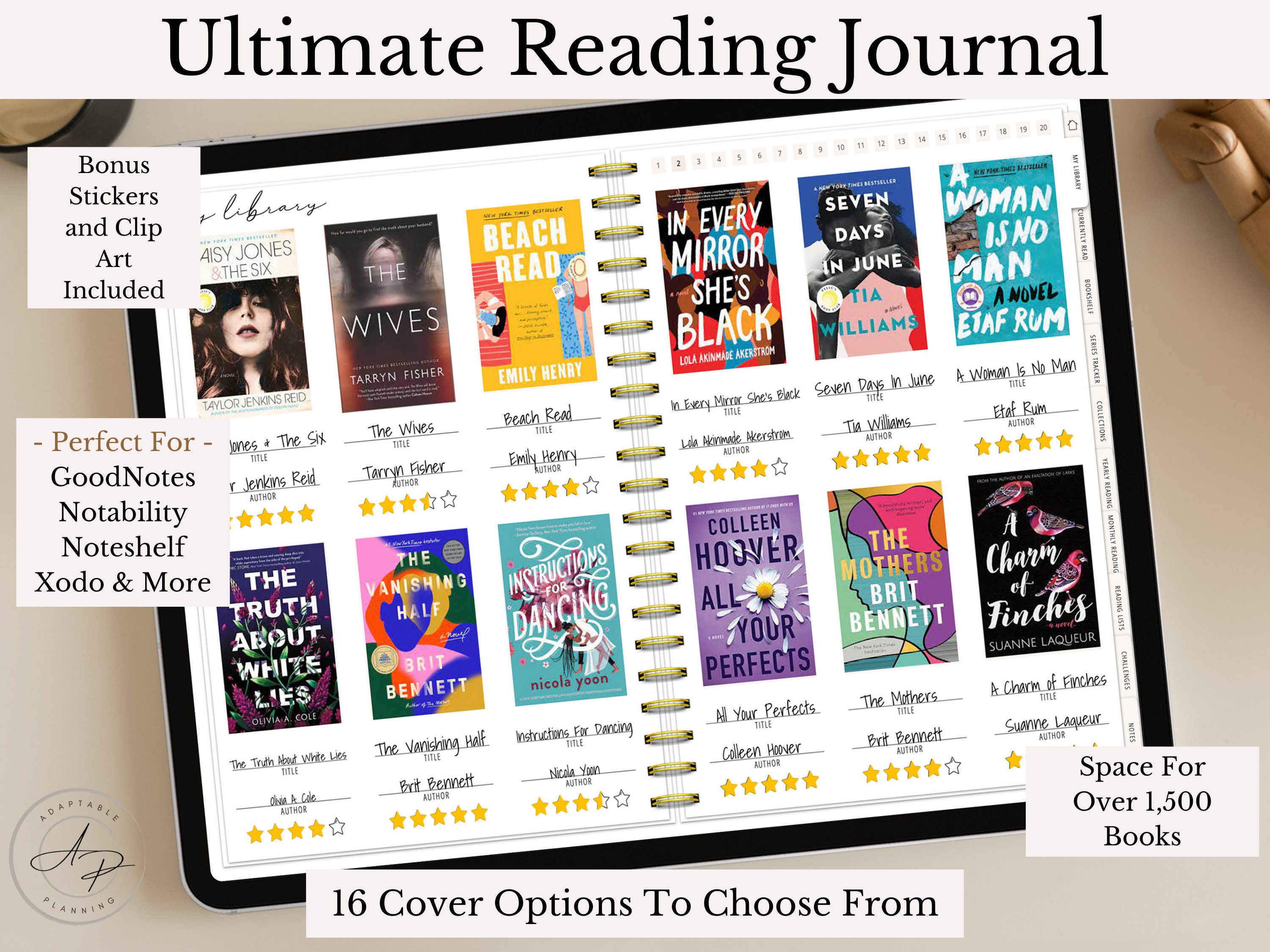 Digital Reading Journal: Goodnotes Book Review & Tracker (Digital Download)