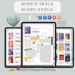 Digital Reading Journal for Romance & Romantasy Readers — Book Tracker, Review Log, BookTok Planner · GoodNotes and Notability Hyperlinked