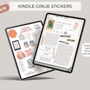 Adesivi digitali per diario di lettura per ragazze Kindle, adesivi digitali per libri, adesivi per la lettura GoodNotes, adesivi per libri, adesivi per libri per iPad