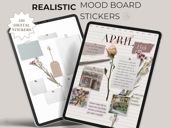 Digital Journal Stickers: Mood Board, GoodNotes, PNG (Digital Download)