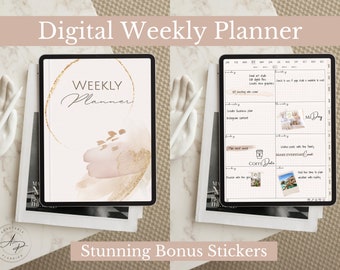 Undated Digital Planner Minimalist, Monthly&Weekly Planner, iPad Weekly Planner, Portrait, Beige, Neutral, Simple Planner, GoodNotes Planner